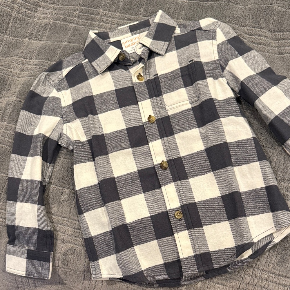 Jumping Beans Kids Checkered Shirt in Black and White
